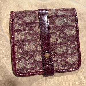 Rare! Christian Dior Red Vintage Trotter Wallet Elegant Compact Design